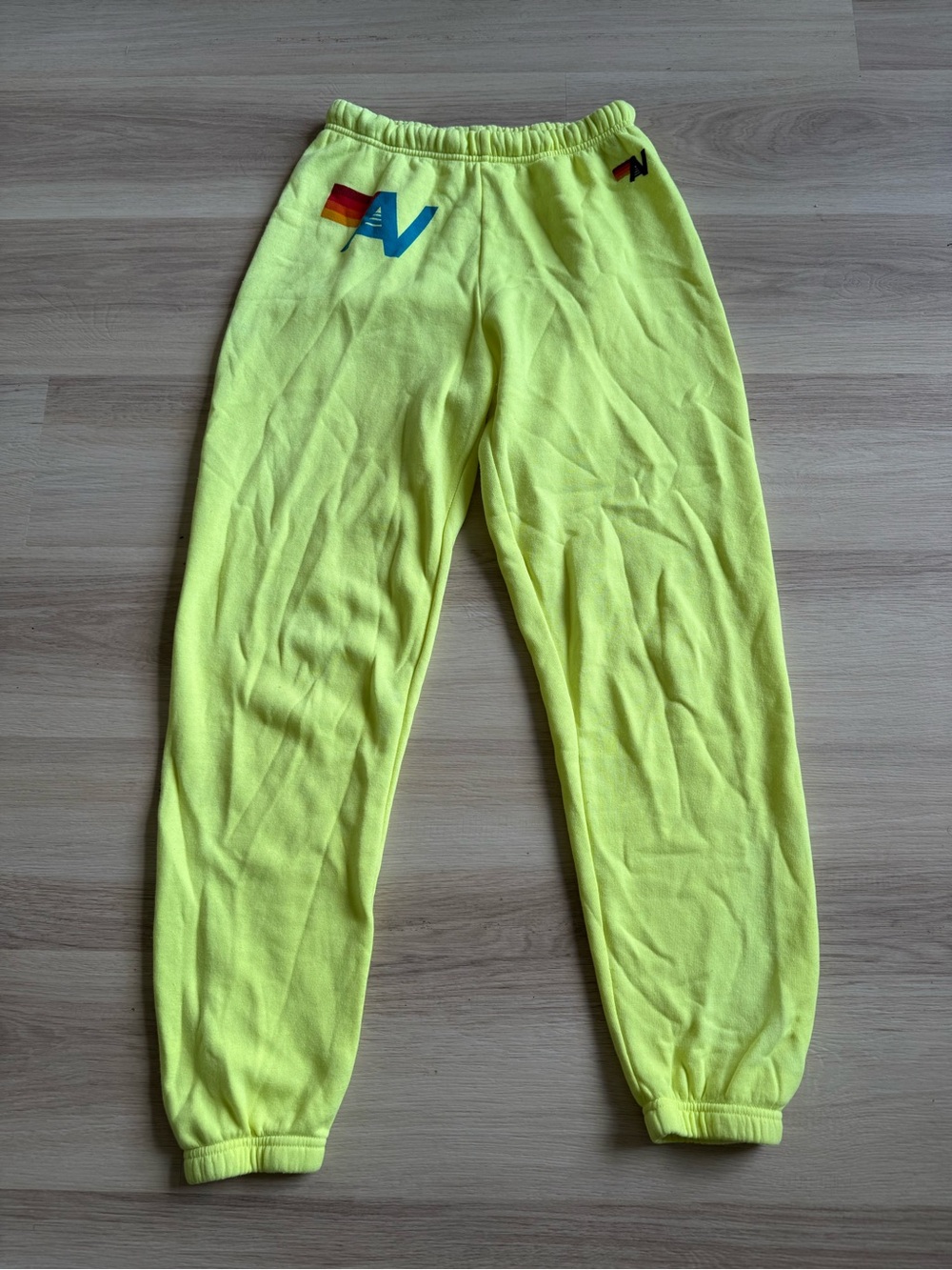 Aviator Nation Fleece Sweatpants Jogger Womens Medium Neon Yellow